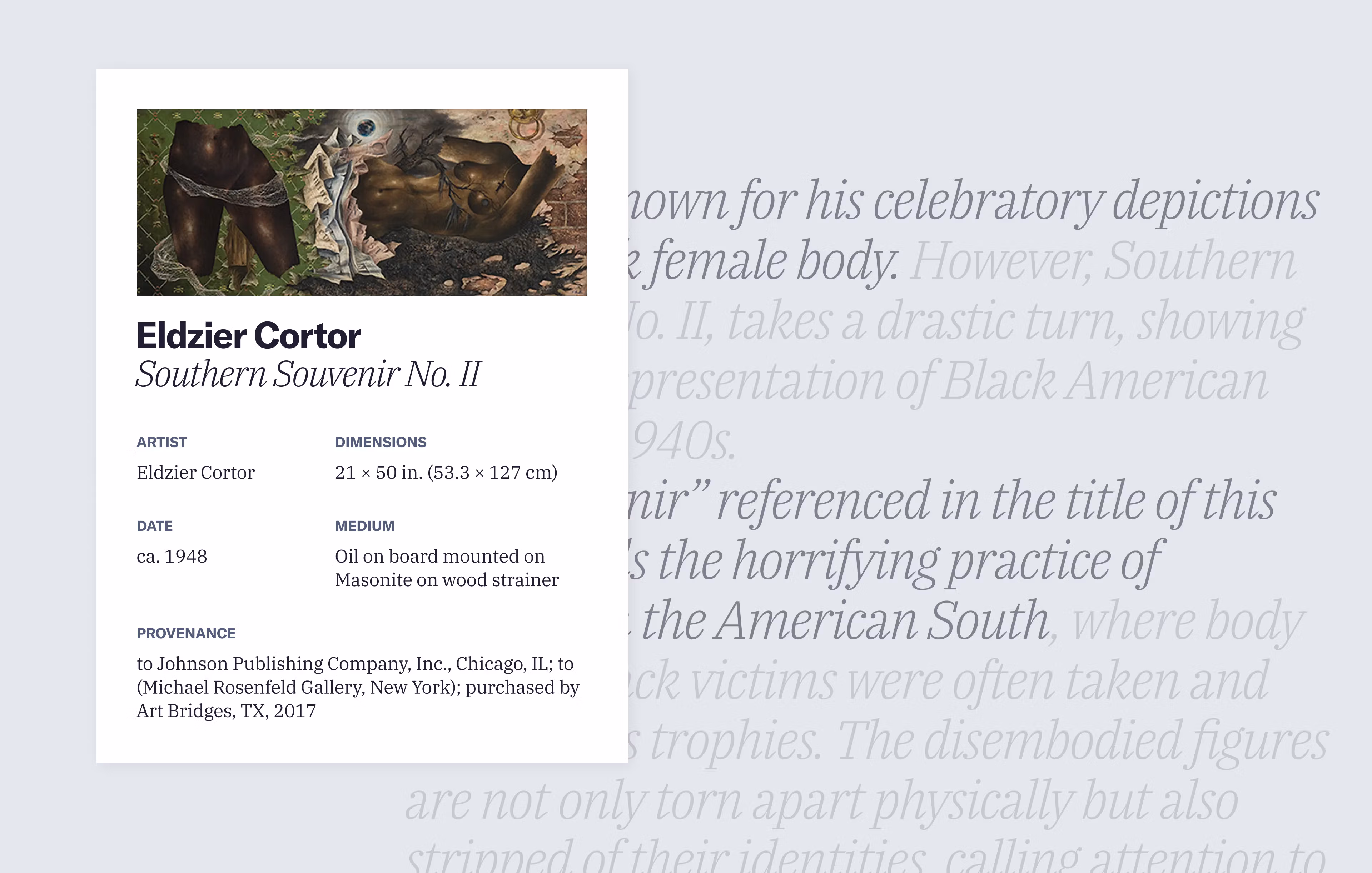 Artwork details presented with gallery-inspired typography