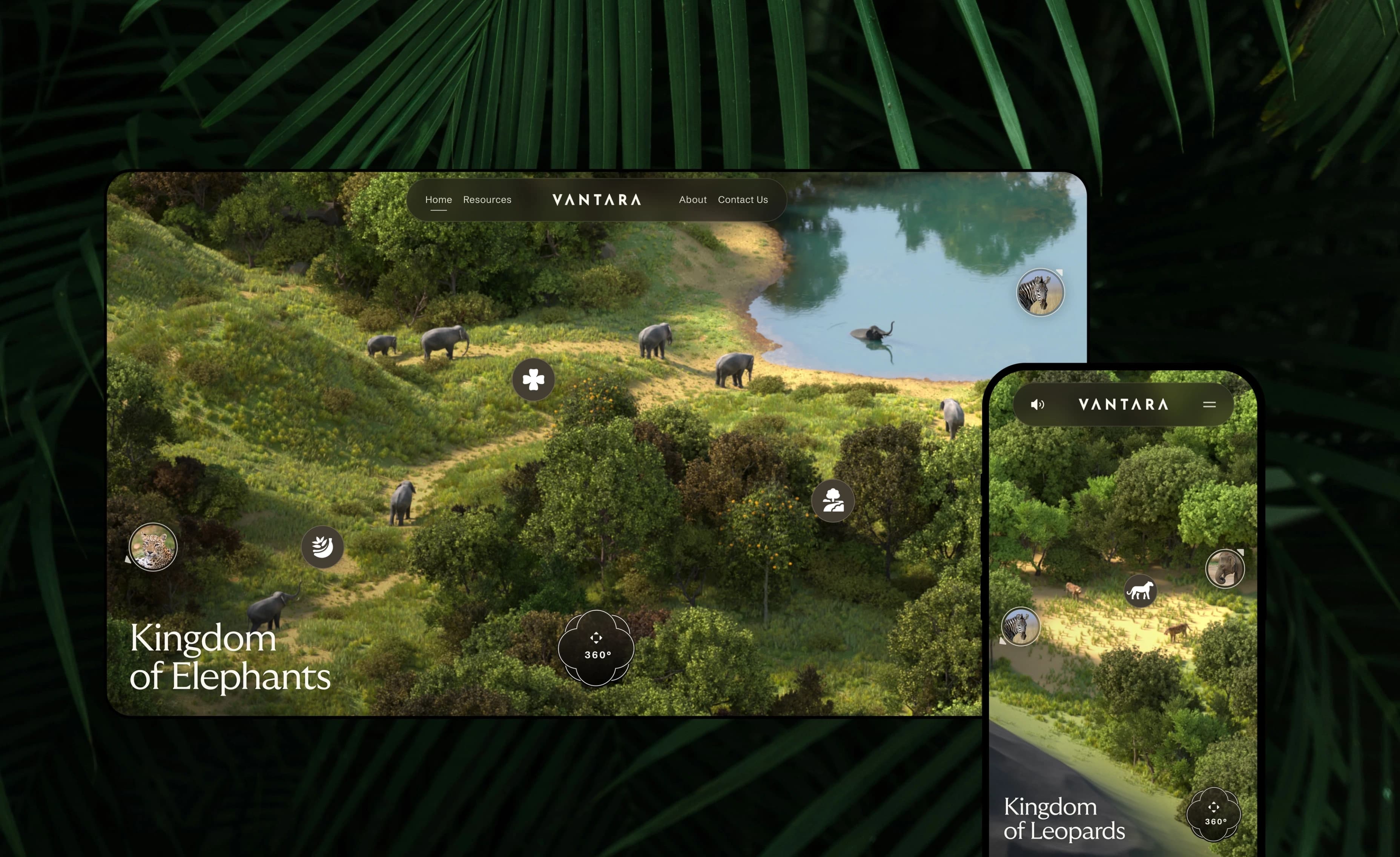 Interactive Vantara habitat map across desktop and mobile screens